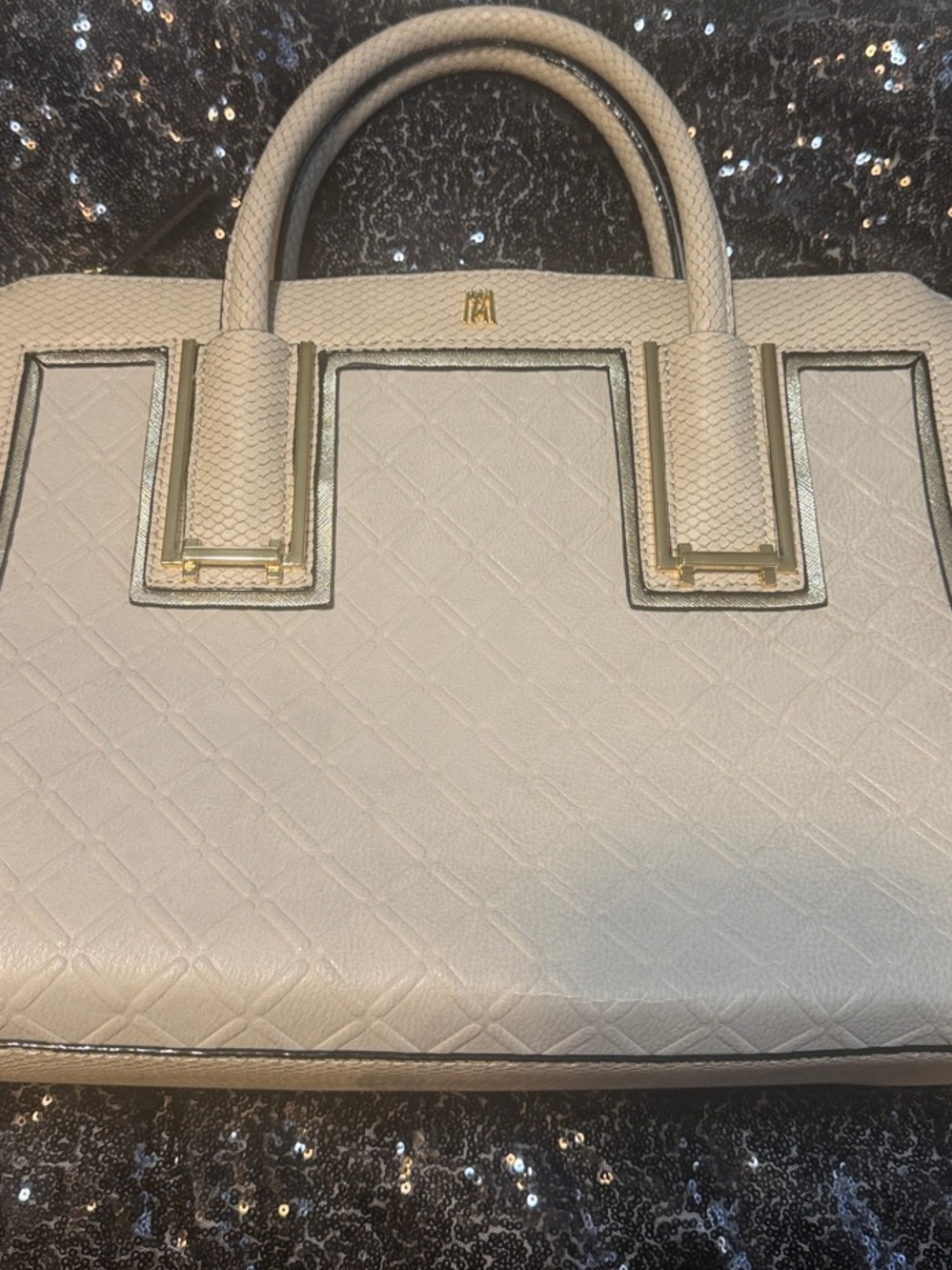 Antonio Melani Grey Structured Top-Handle Satchel Bag